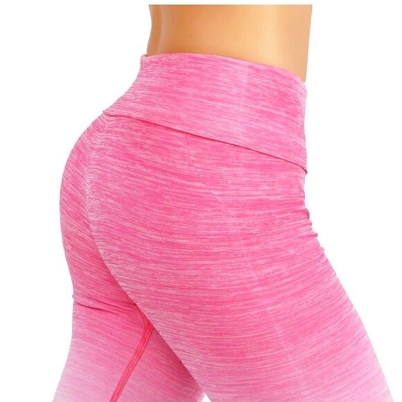 🔟YELETE WOMENS M pink dip dyed wide waistband w/tummy control Leggings NWT - Picture 4 of 8